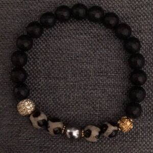 🔥Beaded Onyx Bracelet with Leopard Print